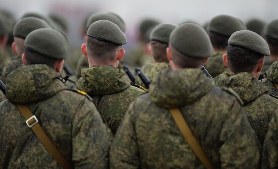 Rehearsing V-Day military parade on May 9