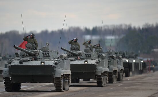 Rehearsing V-Day military parade on May 9