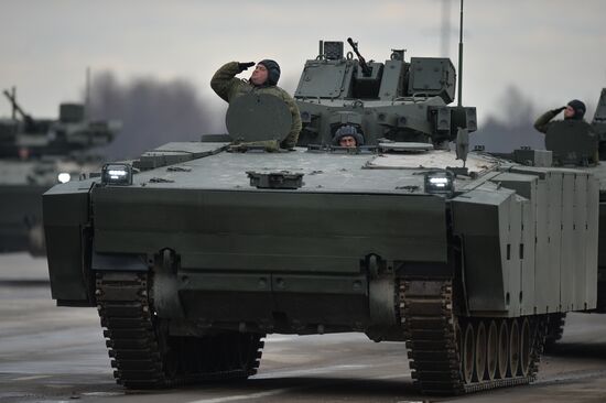 Rehearsing V-Day military parade on May 9