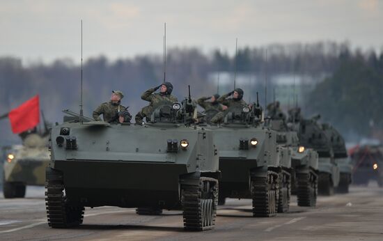 Rehearsing V-Day military parade on May 9