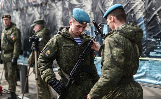 Rehearsing V-Day military parade on May 9