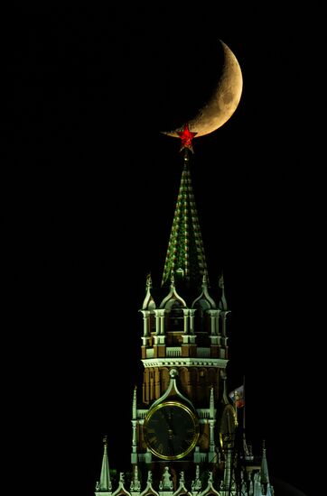 The Moon over the Moscow Kremlin