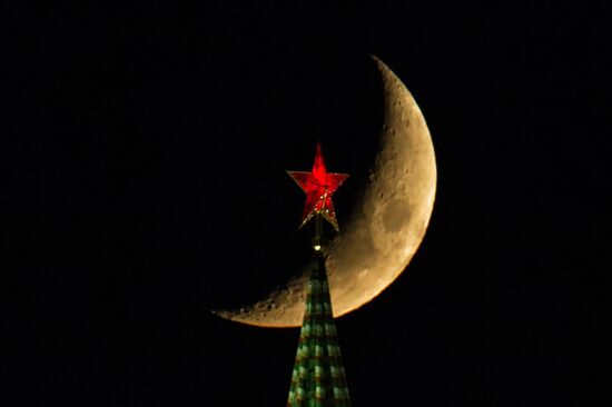 The Moon over the Moscow Kremlin