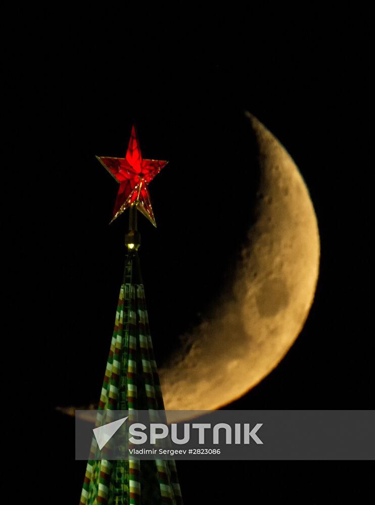 The Moon over the Moscow Kremlin