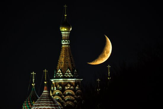 The Moon over the Moscow Kremlin