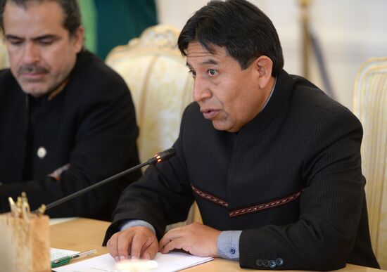 Russian Foreign Minister Sergey Lavrov meets with Bolivian Foreign Minister David Choquehuanca Céspedes
