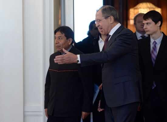 Russian Foreign Minister Sergey Lavrov meets with Bolivian Foreign Minister David Choquehuanca Céspedes