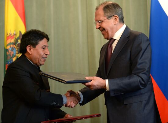 Meeting of Russian Foreign Minister Sergey Lavrov with his Bolivian counterpart David Chokeuanki