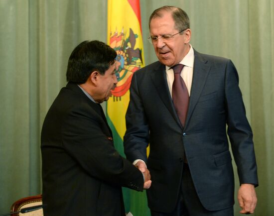 Russian Foreign Minister Sergey Lavrov meets with Bolivian Foreign Minister David Choquehuanca Céspedes