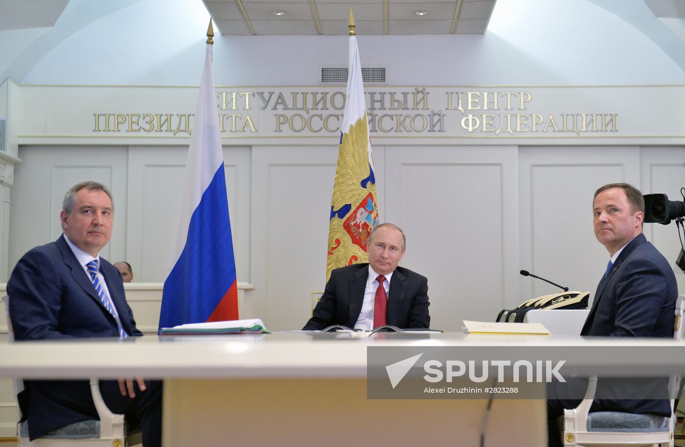 Russian President Vladimir Putin holds videoconference with ISS and Vostochny space center