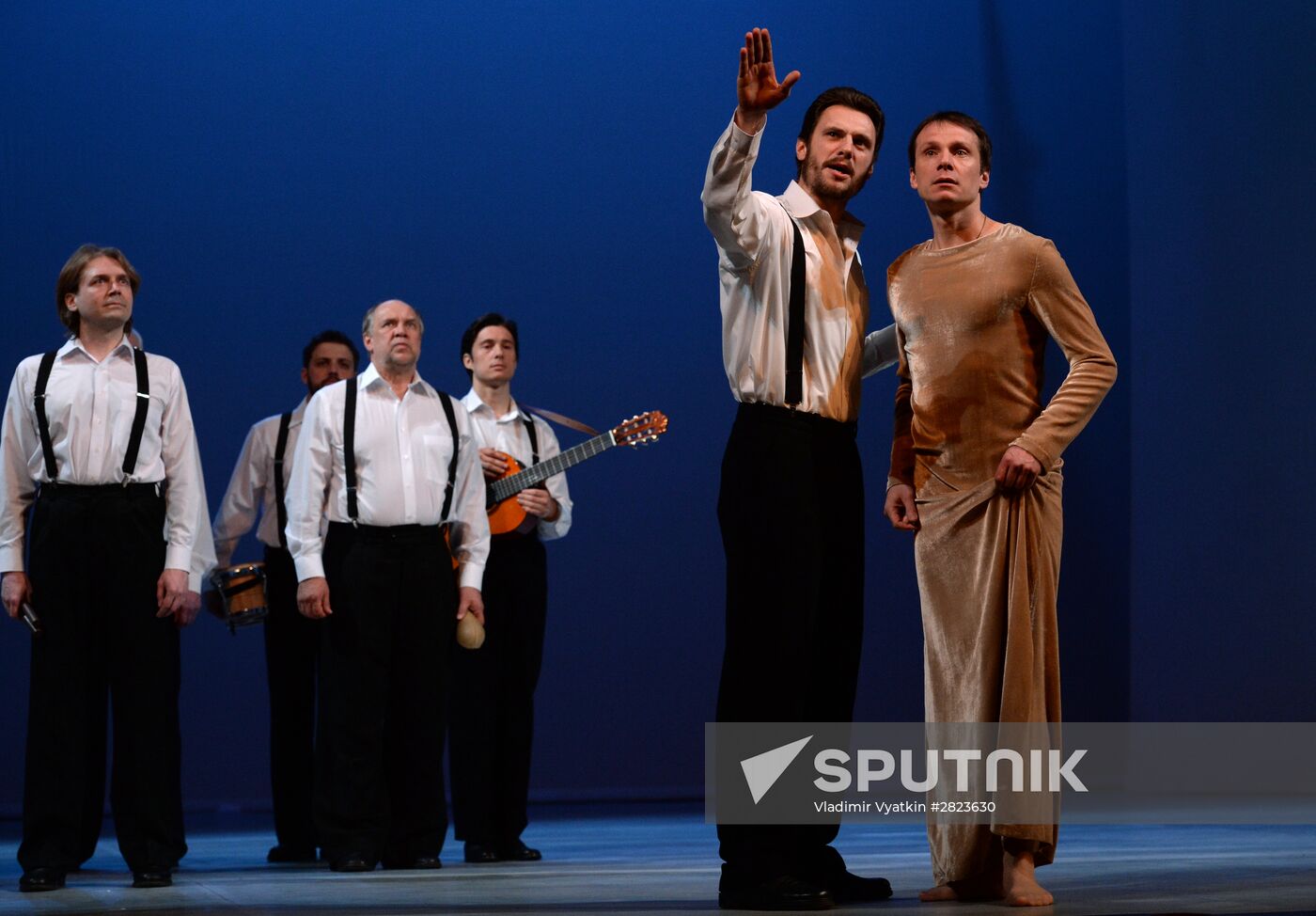 Dress rehearsal of play Twelfth Night in Moscow