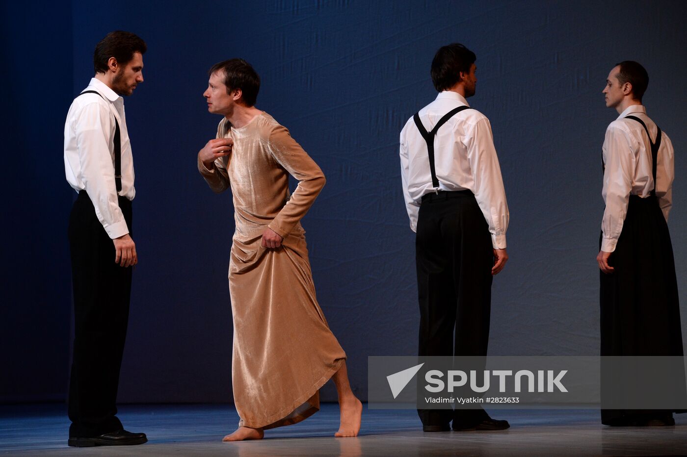 Dress rehearsal of play Twelfth Night in Moscow