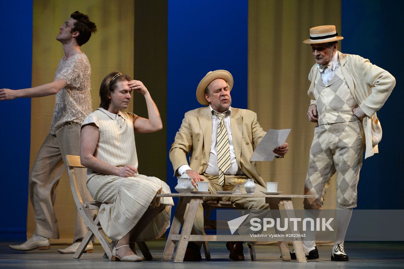 Dress rehearsal of play Twelfth Night in Moscow