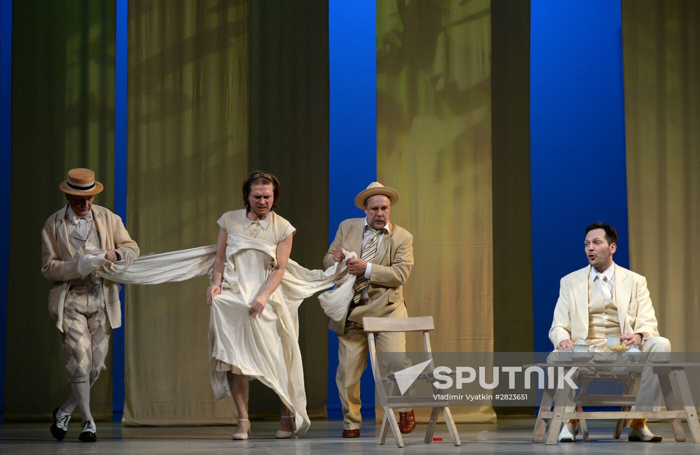 Dress rehearsal of play Twelfth Night in Moscow