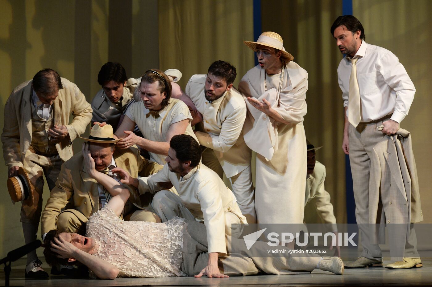 Dress rehearsal of play Twelfth Night in Moscow