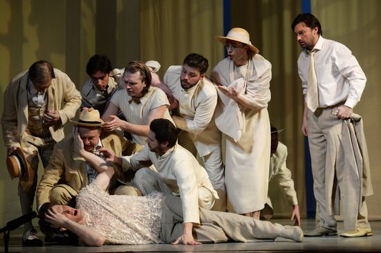Dress rehearsal of play Twelfth Night in Moscow
