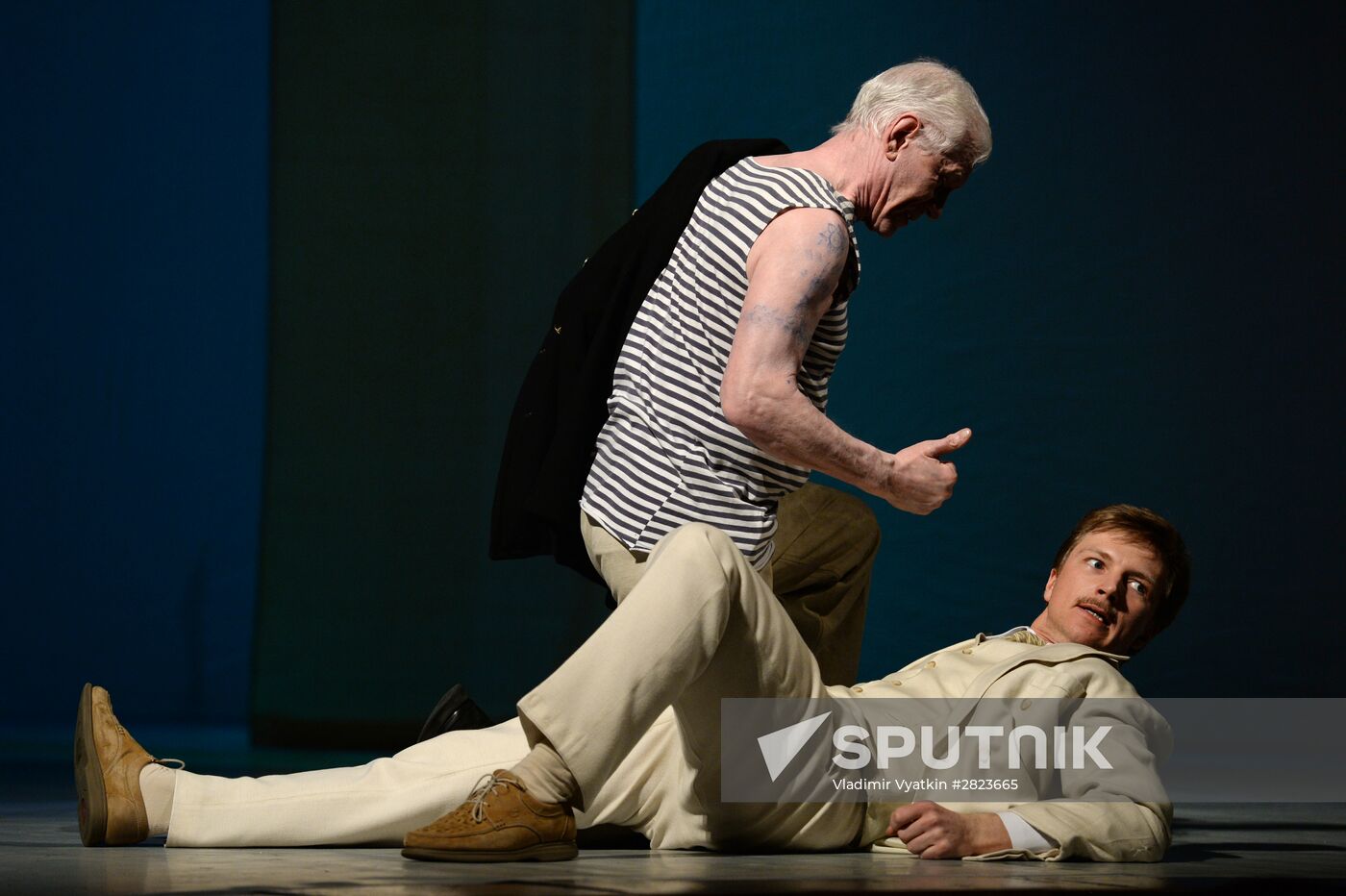 Dress rehearsal of play Twelfth Night in Moscow