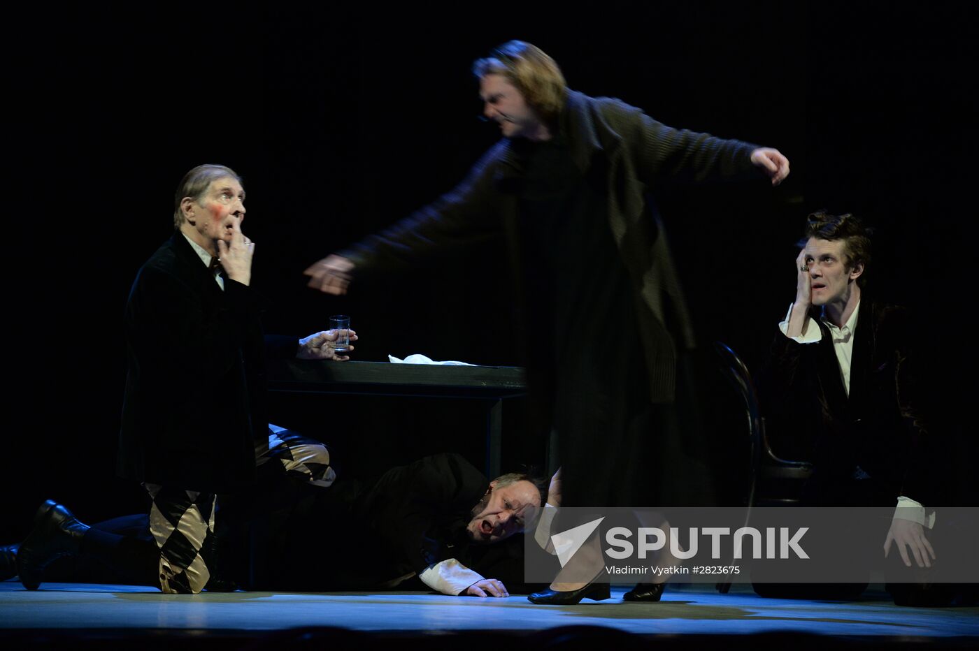 Dress rehearsal of play Twelfth Night in Moscow