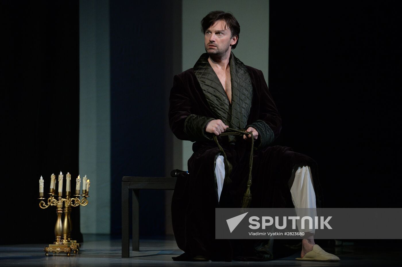 Dress rehearsal of play Twelfth Night in Moscow