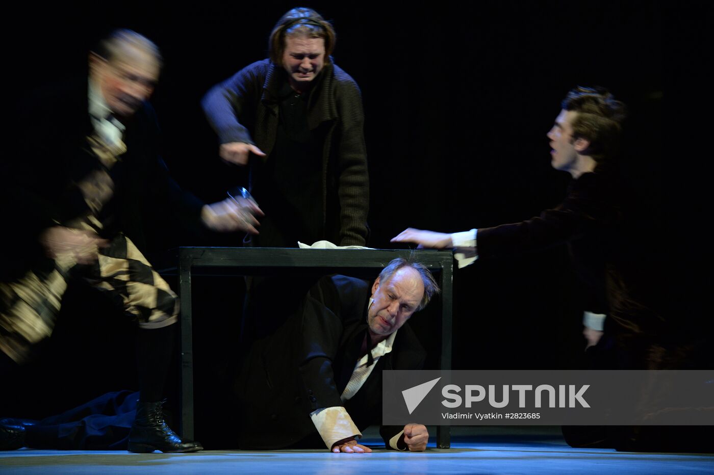 Dress rehearsal of play Twelfth Night in Moscow