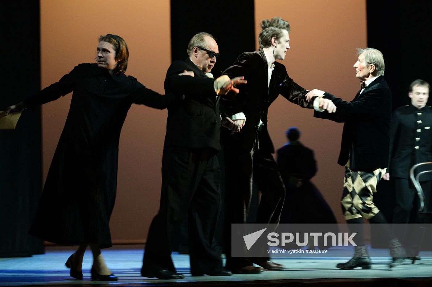 Dress rehearsal of play Twelfth Night in Moscow