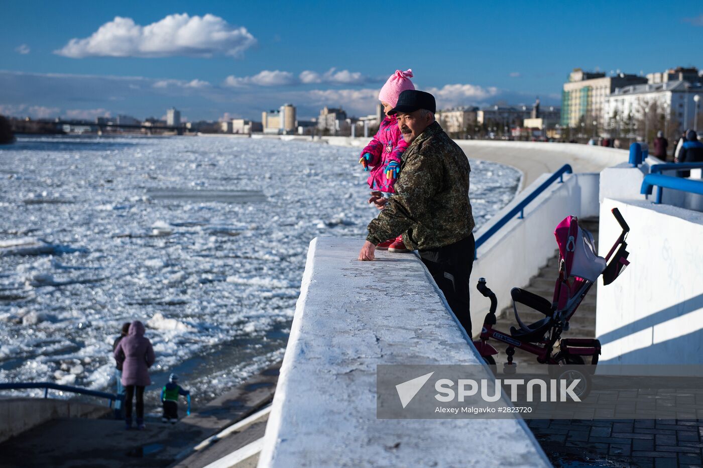 Ice drift on Irtysh River in Omsk Region