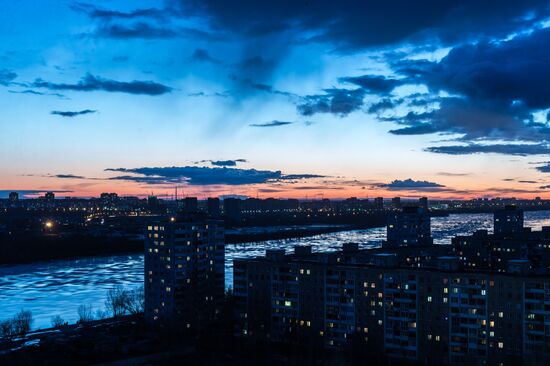 Ice drift on the Irtysh River in the Omsk Region