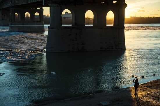 Ice drift on the Irtysh River in the Omsk Region