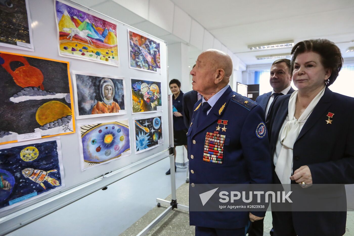 Valentina Tereshkova and Alexei Leonov's meeting with students at school No. 5 in Blagoveshchensk