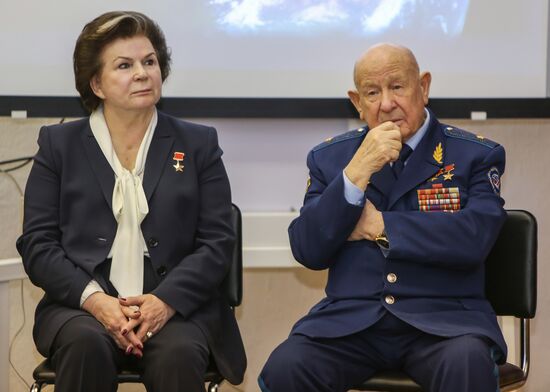 Valentina Tereshkova and Alexei Leonov's meeting with students at school No. 5 in Blagoveshchensk