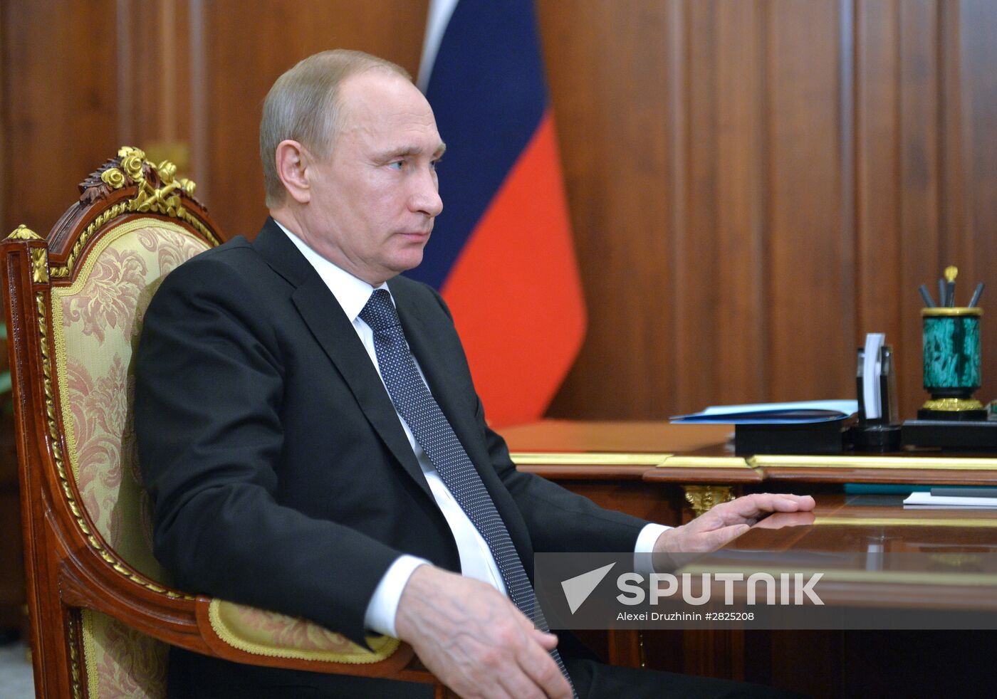 Russian President Vladimir Putin meets with VTB President Andrei Kostin