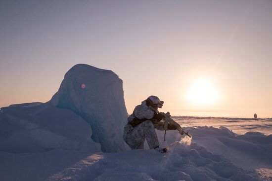 Drill of special ops unit of Chechen Republic near North Pole