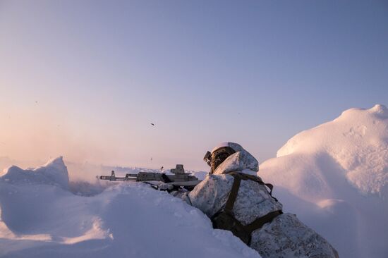 Drill of special ops unit of Chechen Republic near North Pole