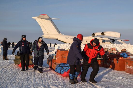 Barneo drift ice camp in Arctic