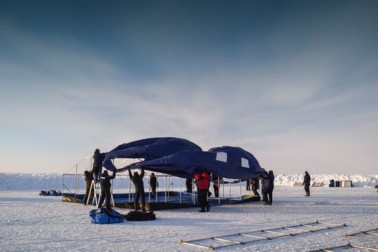 Barneo drift ice camp in Arctic