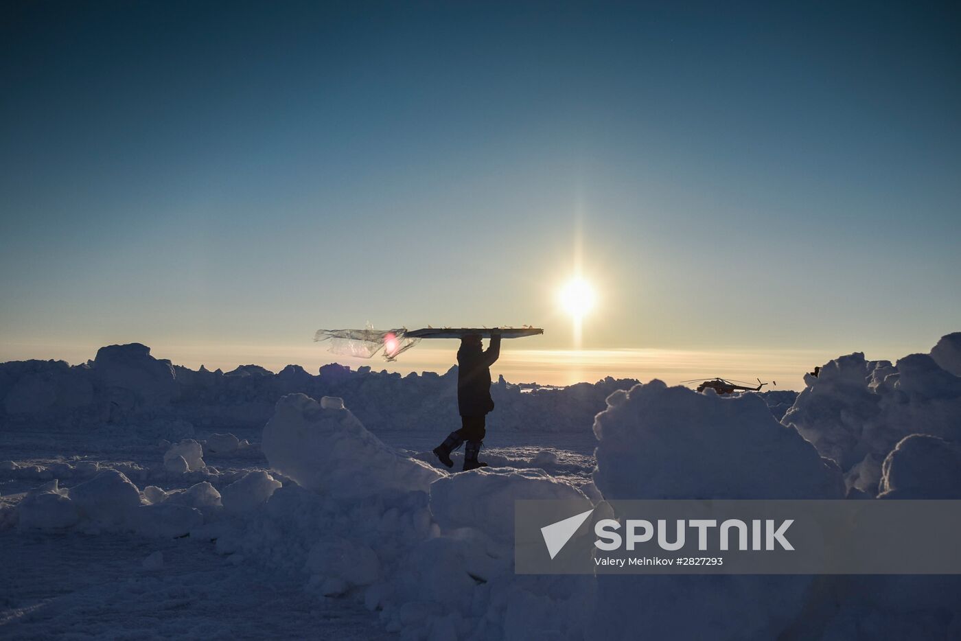 Barneo drift ice camp in Arctic