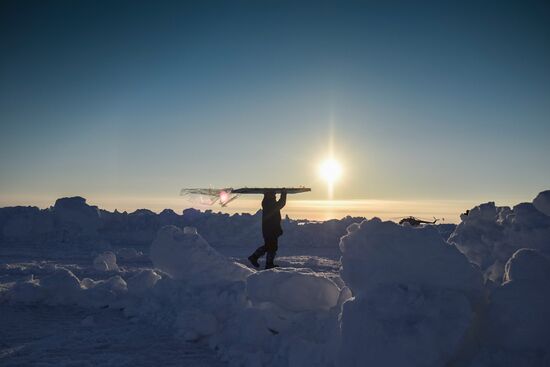 Barneo drift ice camp in Arctic