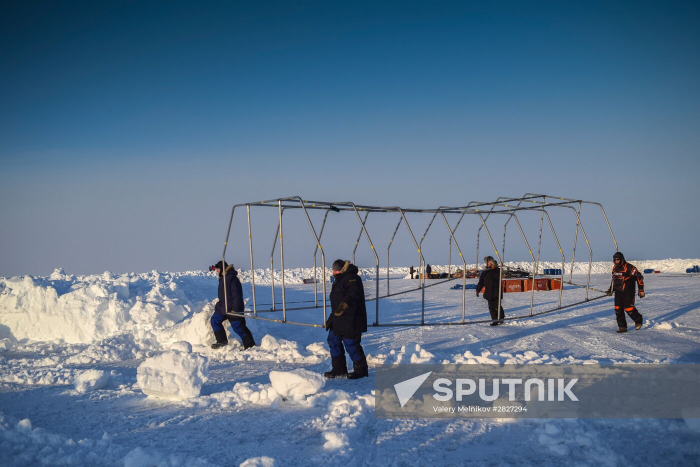 Barneo drift ice camp in Arctic