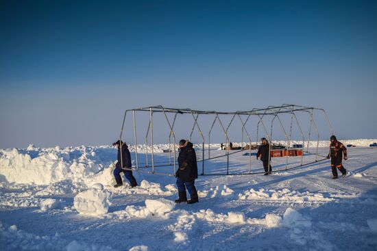 Barneo drift ice camp in Arctic