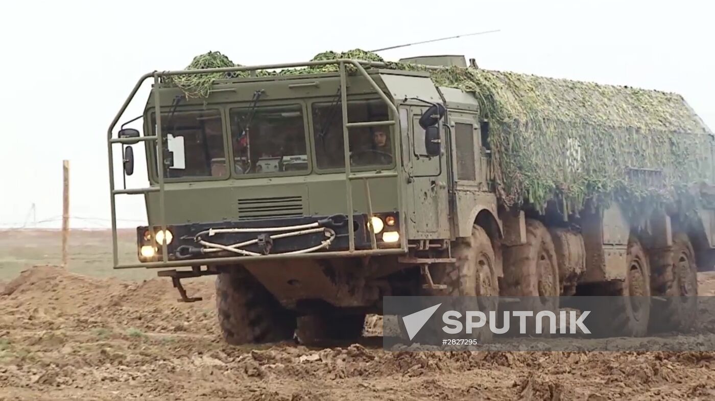 Iskander-M missile launchs from test range in Russia's Astrakhan region