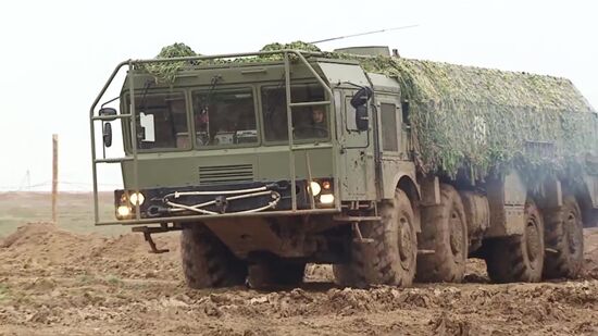 Iskander-M missile launchs from test range in Russia's Astrakhan region