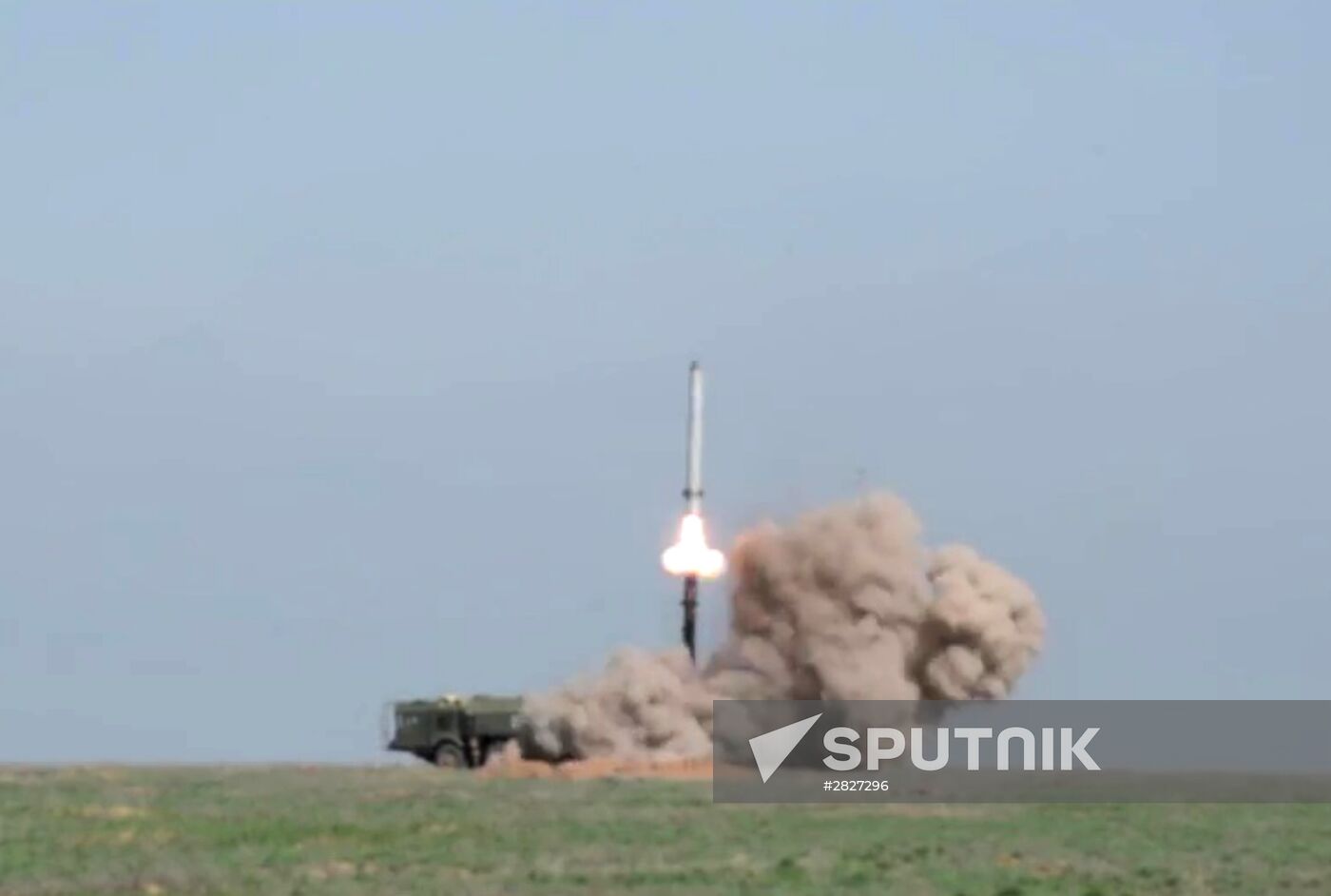 Iskander-M missile launchs from test range in Russia's Astrakhan region