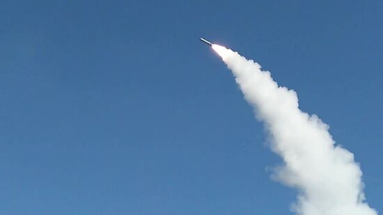 Iskander-M missile combat launch on test range in Astrakhan region