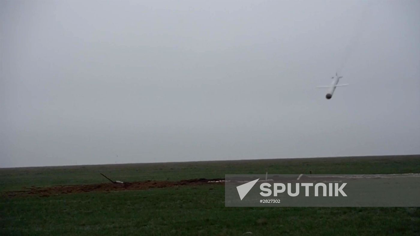 Iskander-M missile combat launch on test range in Astrakhan region