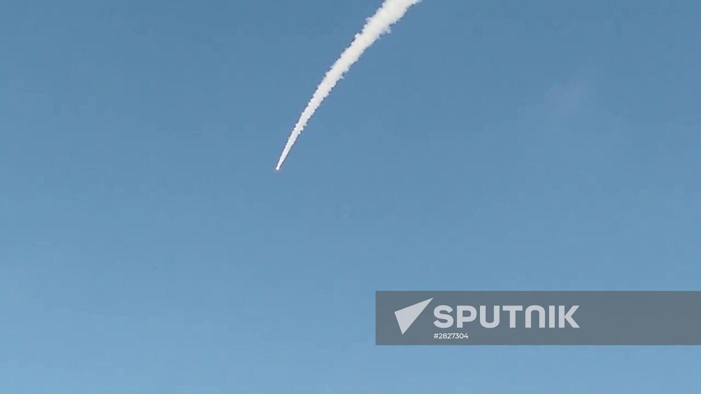 Iskander-M missile combat launch on test range in Astrakhan region