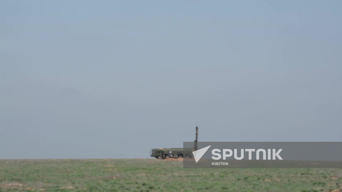 Iskander-M missile launchs from test range in Russia's Astrakhan region