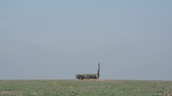 Iskander-M missile launchs from test range in Russia's Astrakhan region