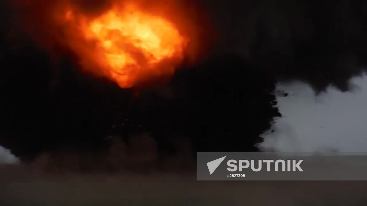 Iskander-M missile combat launch on test range in Astrakhan region