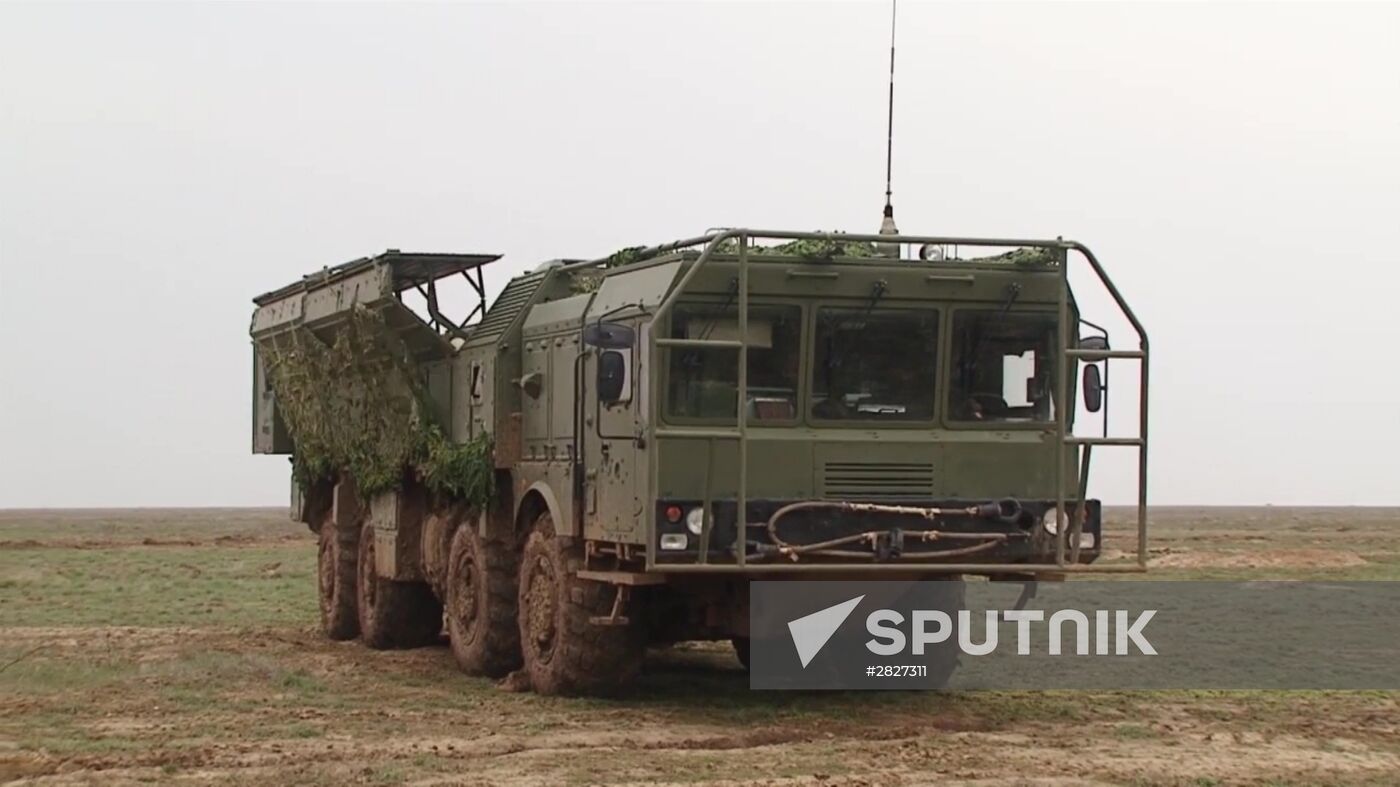 Iskander-M missile combat launch on test range in Astrakhan region