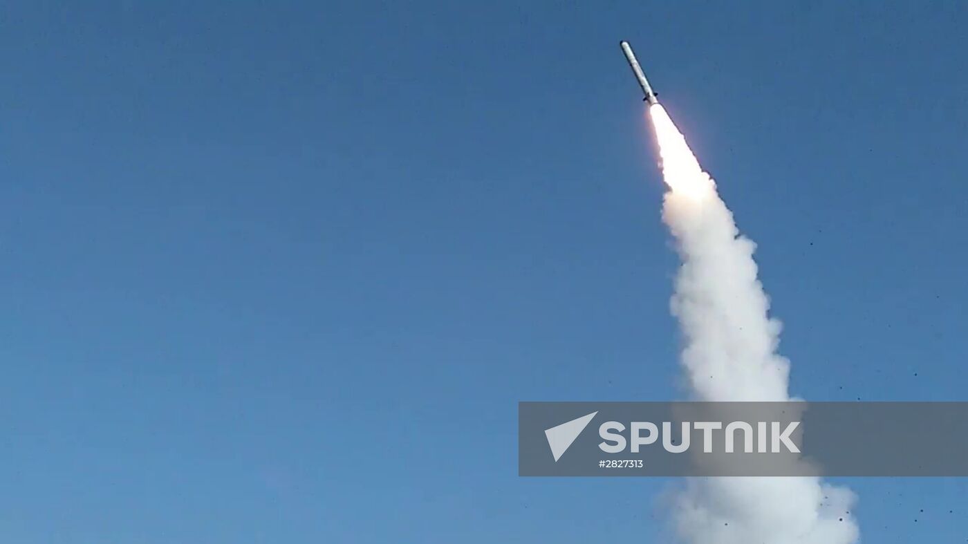 Iskander-M missile combat launch on test range in Astrakhan region